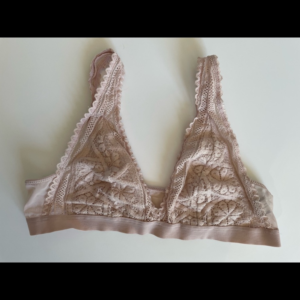 Pink aerie bralette mesh and lace